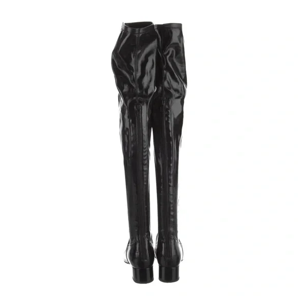 VALENTINO Black Over-the-Knee Patent Leather Boots - Picture 3 of 5
